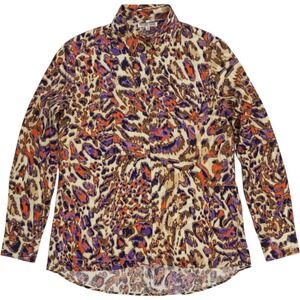 Mishca Abstract Animal‎ Print Button Down Shirt Purple Orange Tan Size Medium